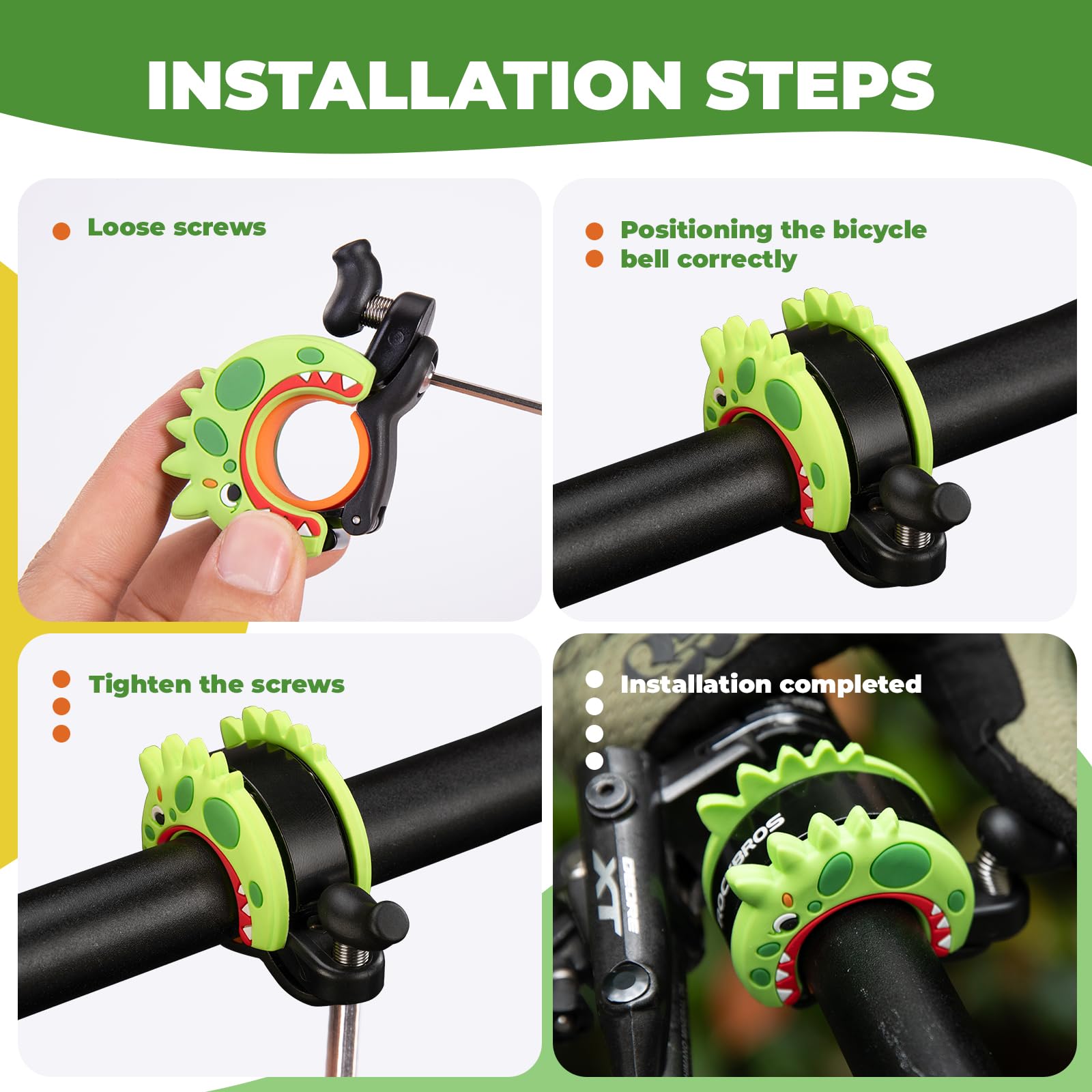 ROCKBROS Bike Bell Aluminum Alloy Bicycle Bell Mountain Bike Bells for Kids Adults with Loud Sound and Fit for 0.87-1in/22-25.4mm Bicycle Handlebars - Image 7