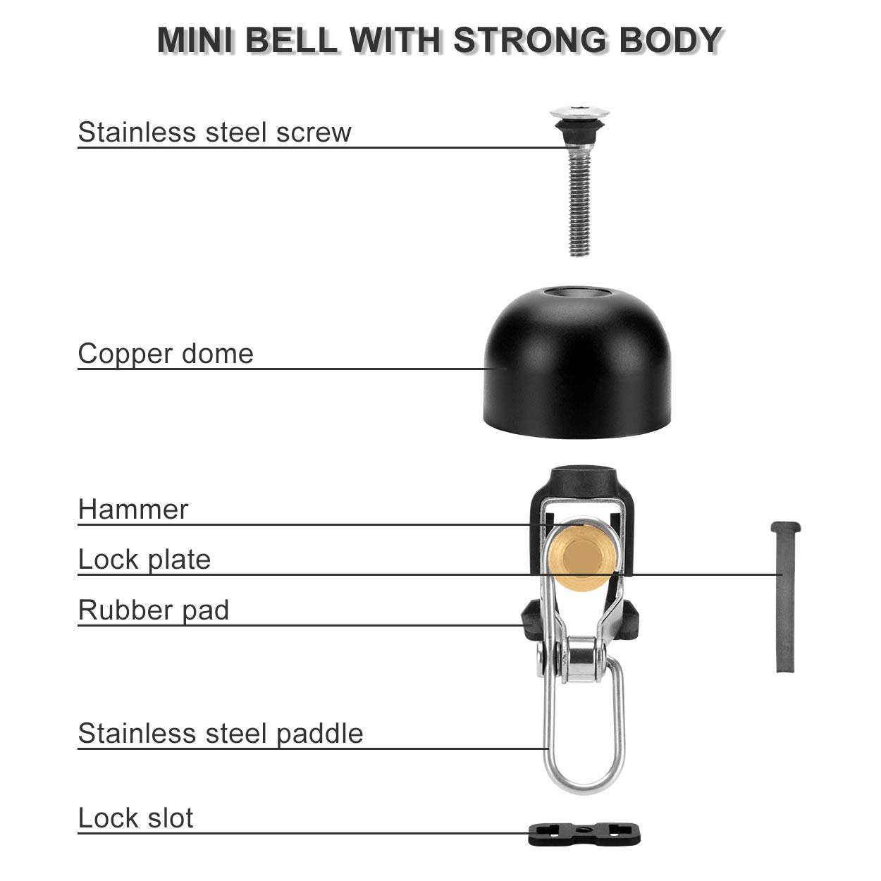 ROCKBROS Bike Bell Classic Bicycle Bell for Bike Ring Bell with Loud Sound Bells for Road Mountain Bike Handlebars Adults - Image 3