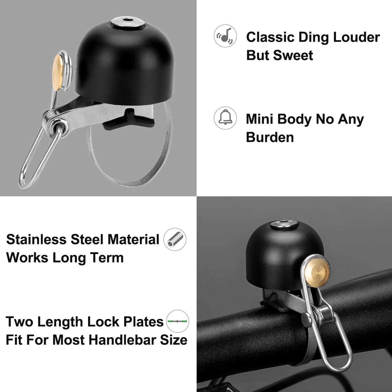 ROCKBROS Bike Bell Classic Bicycle Bell for Bike Ring Bell with Loud Sound Bells for Road Mountain Bike Handlebars Adults - Image 7