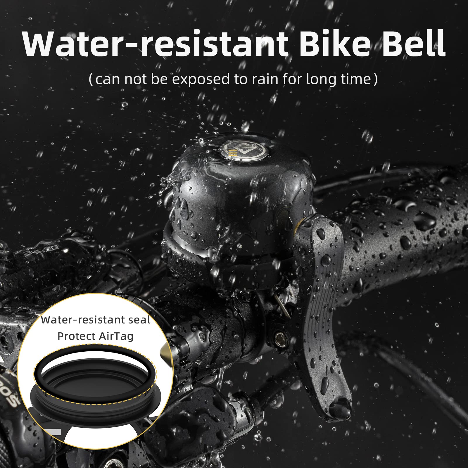 ROCKBROS Bike Bell for Apple AirTag Hidden Bike Mount Bike AirTag Holder GPS Tracker Bike Bell Anti-Theft for Adults Suitable for 0.87''/22.2, 1''/25.4, 1.25''/31.8mm Diameter Handlebar - Image 7