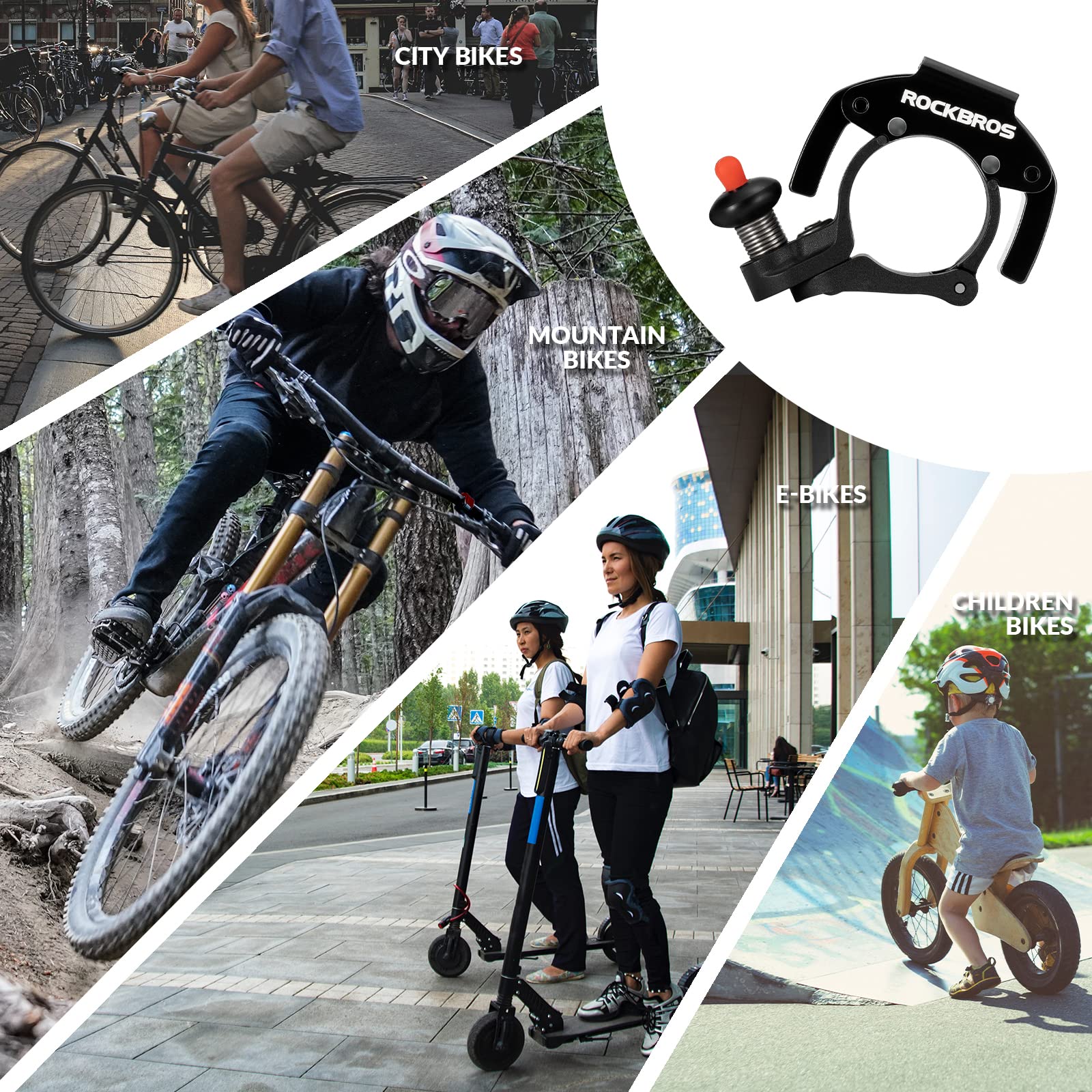 ROCKBROS Bike Bells Hidden MTB Bells Bicycle Bells for 22.2mm Handlebars, More Than 100dB, Clear & Long Sound Ringer, Mountain Bike, Scooter, Youth Bike - Image 6