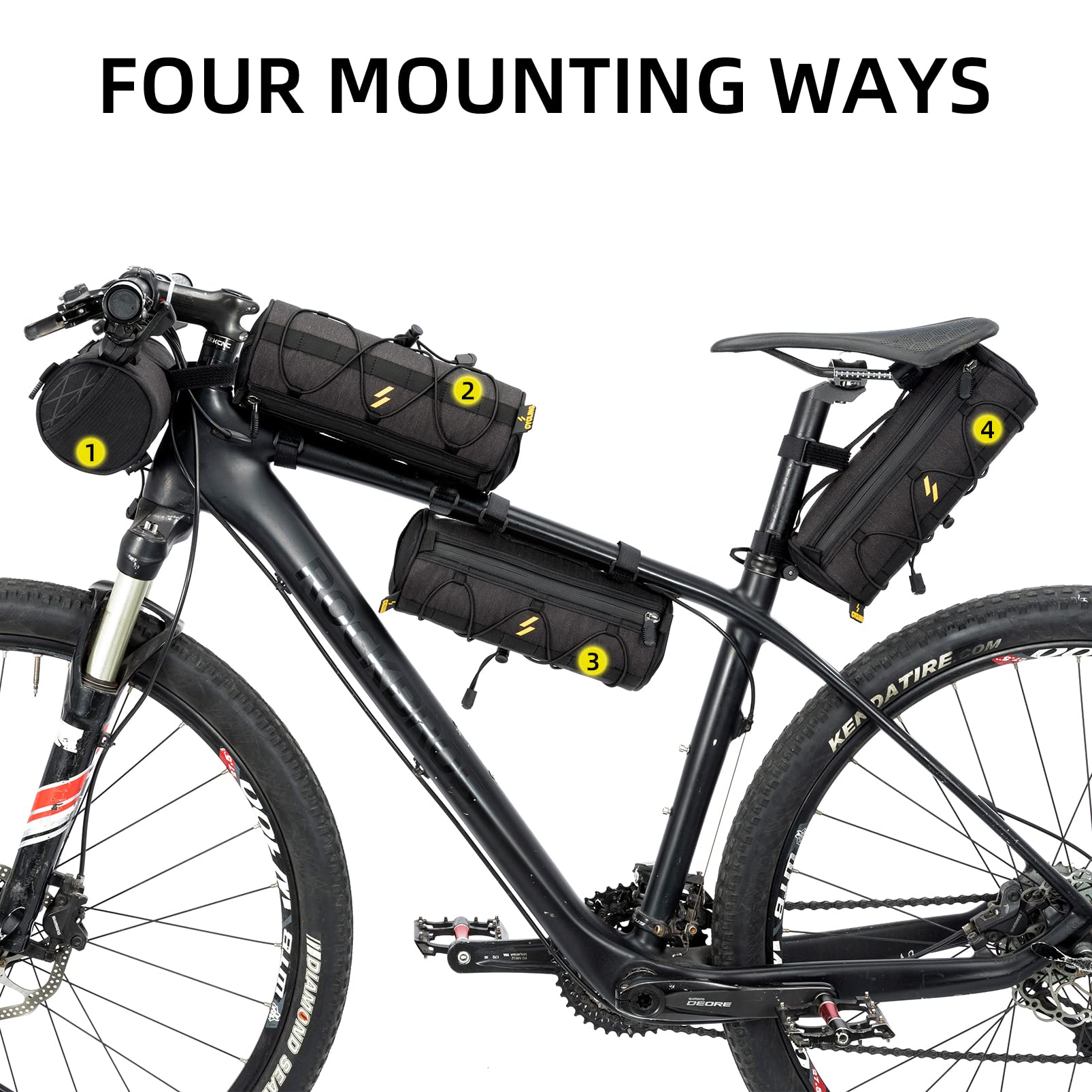 ROCKBROS Bike Handlebar Bag Small Bicycle Handle Bar Bag Handy Front Bike Bags Handlebar Storage Pouch Pack with Shoulder Strap Little Mountain Road Bike Barrel Bag - Image 4