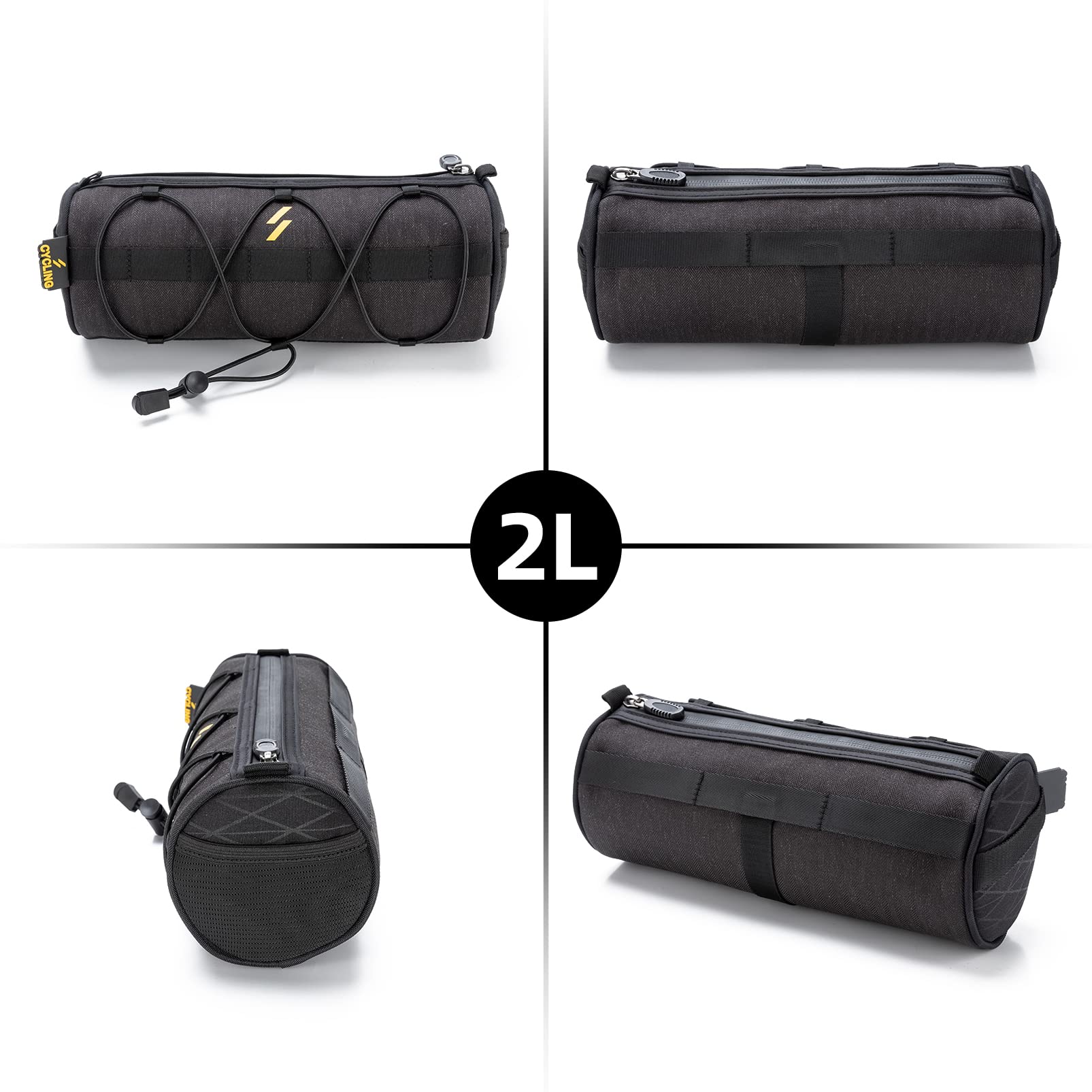 ROCKBROS Bike Handlebar Bag Small Bicycle Handle Bar Bag Handy Front Bike Bags Handlebar Storage Pouch Pack with Shoulder Strap Little Mountain Road Bike Barrel Bag - Image 7