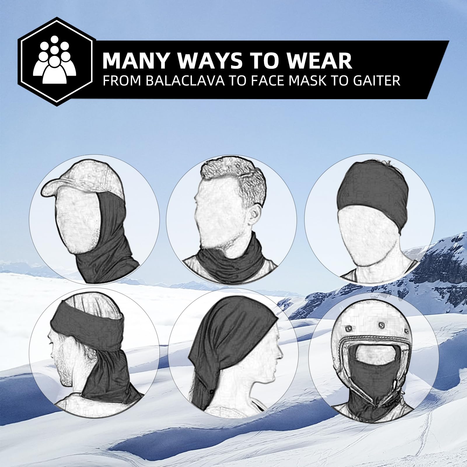ROCKBROS Cold Weather Balaclava Ski Mask for Men Windproof Thermal Winter Scarf Mask Women Neck Warmer Hood for Cycling - Image 5
