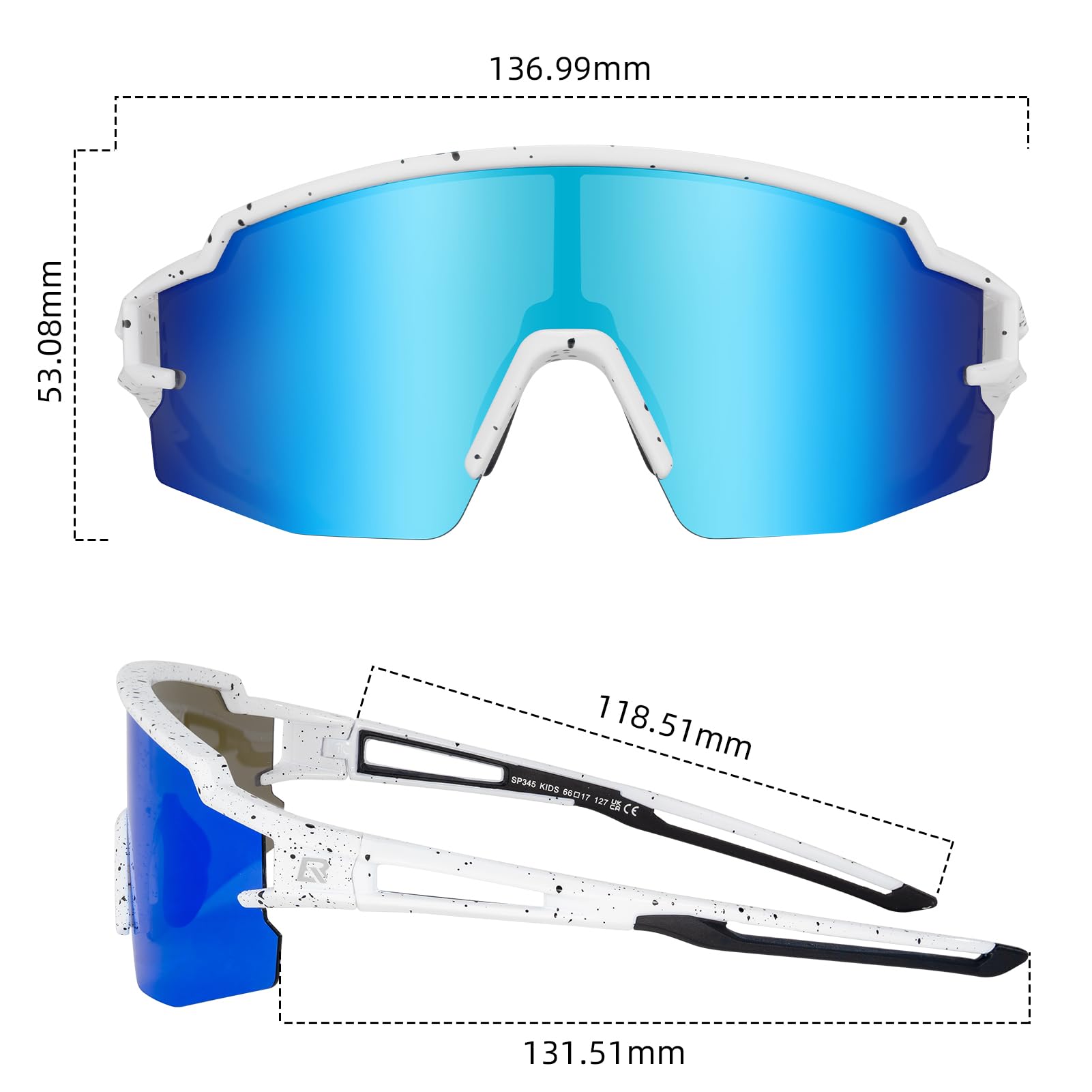 ROCKBROS Kids Sunglasses Polarized Youth Baseball Sunglasses Cycling Glasses UV400 Sports Glasses for Boys Girls Age 8-14 - Image 3