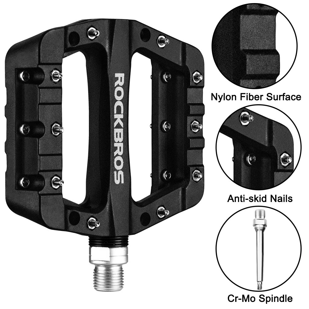 ROCKBROS MTB Pedals Mountain Bike Pedals Lightweight Nylon Fiber Bicycle Platform Pedals for BMX MTB 9/16" - Image 3